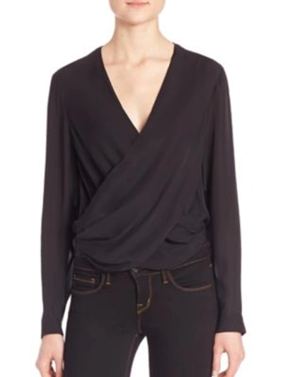 Shop L Agence Silk Snap-back Blouse In Black
