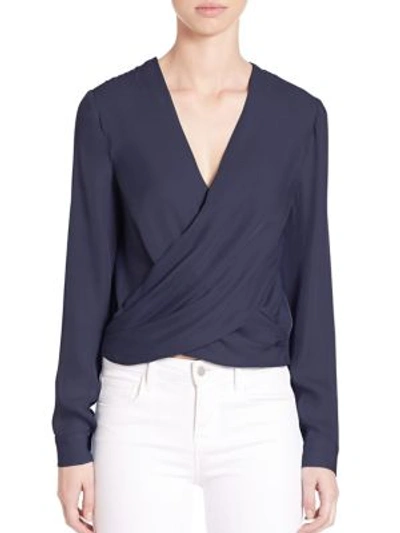 Shop L Agence Silk Snap-back Blouse In Midnight