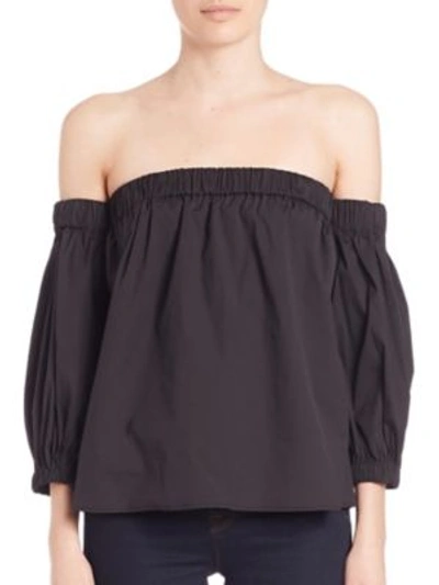 Shop Milly Off-the-shoulder Blouse In Black