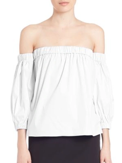 Shop Milly Off-the-shoulder Blouse In White