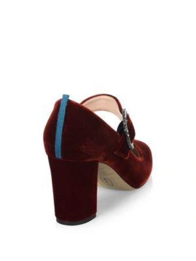 Shop Sjp By Sarah Jessica Parker Austen Velvet Mary Jane Pumps In Blue Velvet