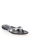 DOLCE & GABBANA Jeweled Leather Thong Sandals