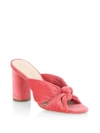 Loeffler Randall Coco Knotted Velvet Block Heel Mules In Watermelon