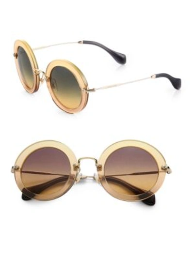 Miu Miu Retro Noir Round Acetate Sunglasses In Gold