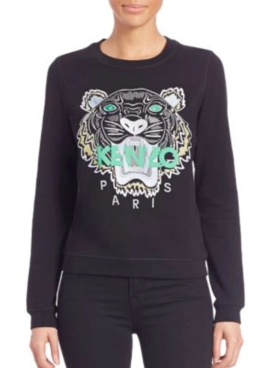Shop Kenzo Classic Tiger Icon Cotton Sweatshirt In Black