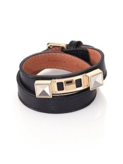 Proenza Schouler Ps11 Linosa Leather Double-wrap Bracelet In Black-gold