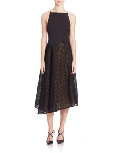Jason Wu Sleeveless Herringbone Lace Dress, Black