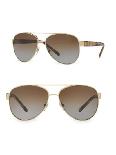 Burberry Pilot Double-bridge Metal Sunglasses In Gold