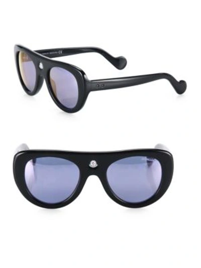 Moncler 51mm Mirrored Shield Sunglasses In Black-violet
