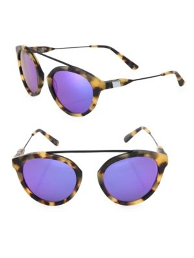 Westward Leaning Flower 3 51mm Mirrored Aviator Sunglasses In Tortoise-violet