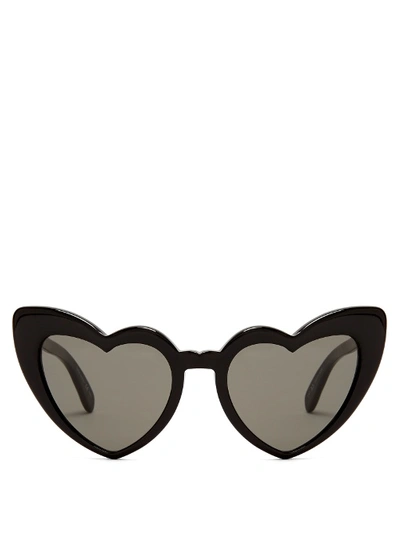 Saint Laurent Loulou Heart-shaped Acetate Sunglasses In Black
