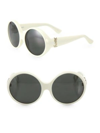 Saint Laurent Sl M1 60mm Round Sunglasses In Ivory
