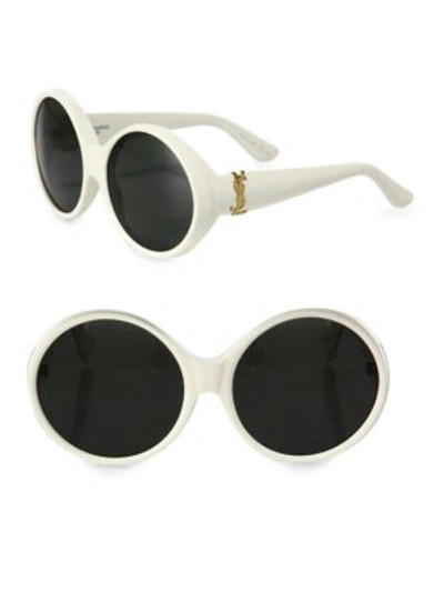 Shop Saint Laurent Sl M1 60mm Round Sunglasses In Ivory