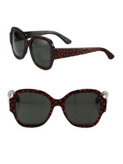 Saint Laurent Sl 133 53mm Heart-print Butterfly Sunglasses In Black-red