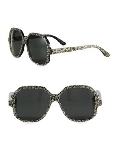 Saint Laurent Sl 132 56mm Geometric Sunglasses In Silver-black