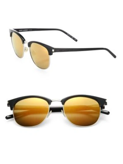 Saint Laurent 52mm Mirrored Surf Sunglasses In Honey