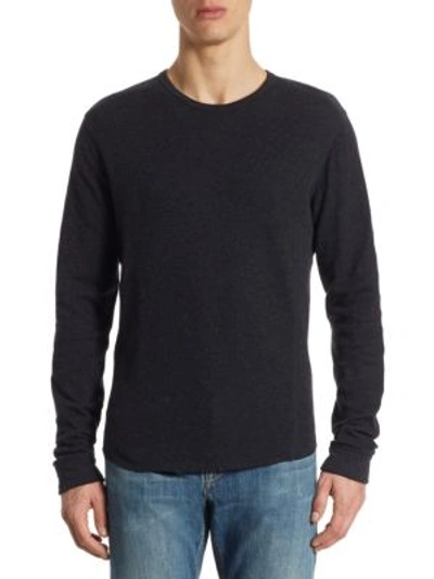 Vince Double Knit Slim Fit Long Sleeve T-shirt In Manhattan Navy
