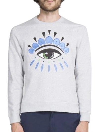 Kenzo Eye Embroidered Tee In Pale Grey