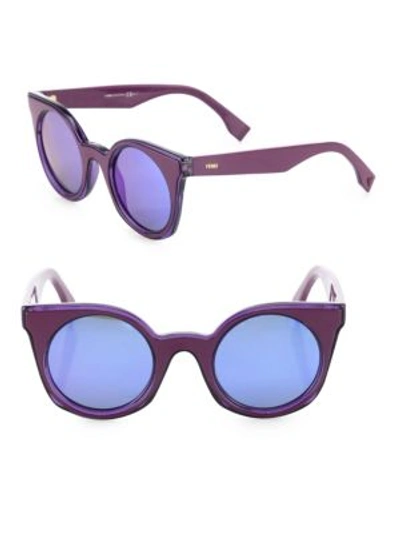 Fendi 48mm Rounded Cat-eye Sunglasses In Violet Blue