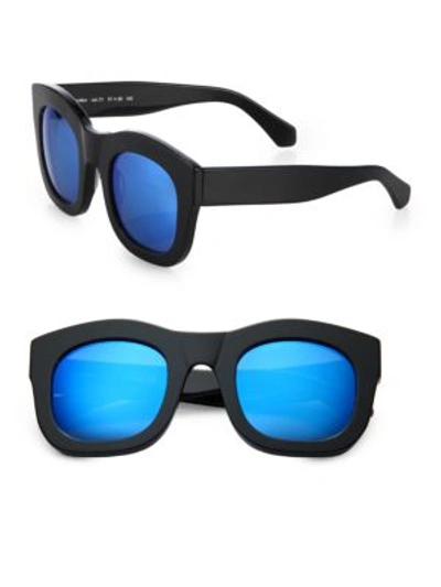 Illesteva Hamilton 49mm Square Sunglasses In Black-blue