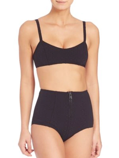 Lisa Marie Fernandez Two-piece Genevieve Pucker High-waist Bikini In Black