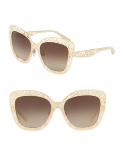 Shop Dolce & Gabbana 56mm Metal Butterfly Sunglasses In Gold