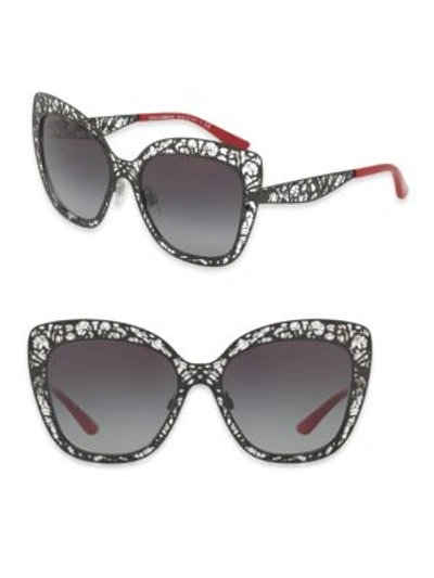 Shop Dolce & Gabbana 56mm Metal Butterfly Sunglasses In Black
