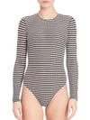 FLEUR DU MAL One-Piece Striped Long-Sleeve Swimsuit