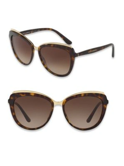 Shop Dolce & Gabbana 57mm Cat Eye Sunglasses In Havana Brown