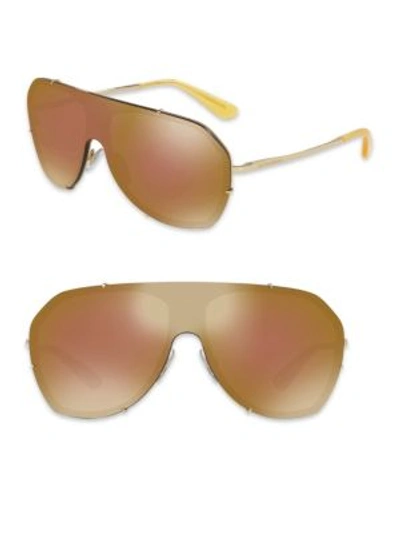 Dolce & Gabbana 37mm Mirrored Shield Sunglasses In Gold-brown