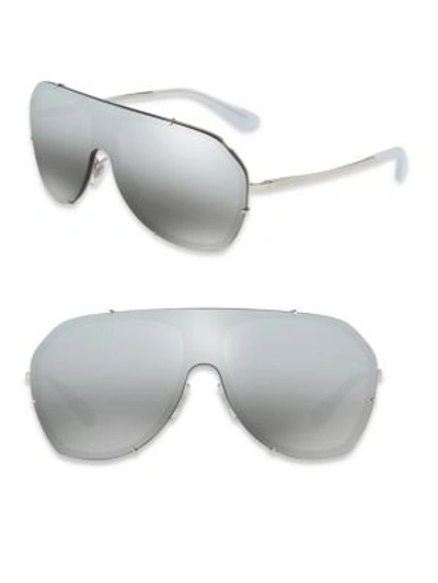 Dolce & Gabbana 37mm Mirrored Shield Sunglasses In Silver