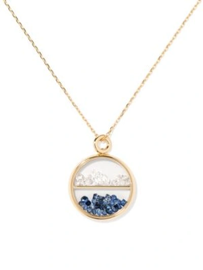 Aurelie Bidermann Diamond, Blue Sapphire & 18k Yellow Gold Medallion In Gold Blue