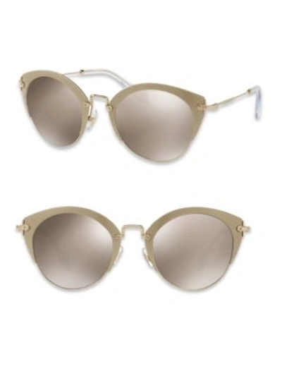 Miu Miu 52mm Mirrored Phantos Sunglasses In Gold Cream