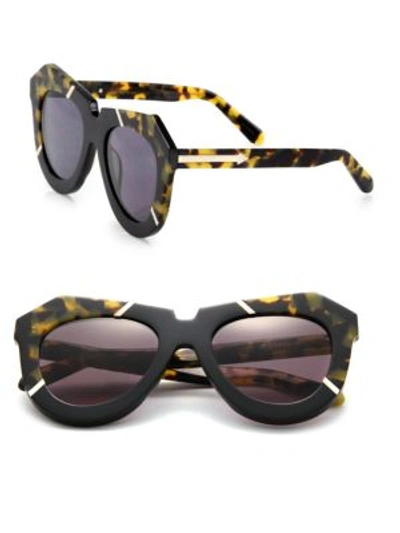 Karen Walker Poolside 51mm Plastic Cat Eye Sunglasses In Crazy Tort