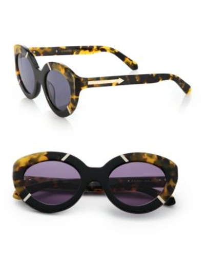 Karen Walker Flowerpatch 50mm Cat's-eye Sunglasses In Tortoise-black