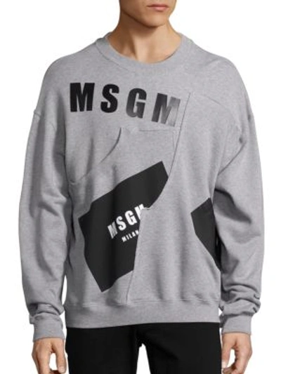 Shop Msgm Signature-printed Drop-shoulder Sweatshirt In Grey