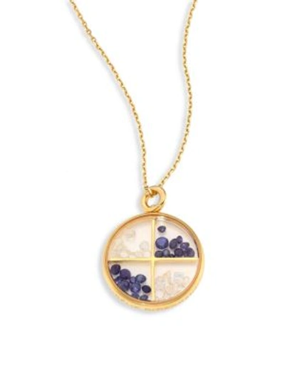 Aurelie Bidermann Diamond, Blue Sapphire & 18k Yellow Gold Medallion In Gold Multi