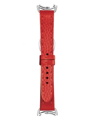 Shop Fendi Selleria Leather Watch Strap/17mm In Red