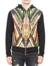 Balmain Geometric Printed Panel Hoodie In Multicolor