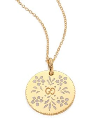 Gucci Icon Blooms 18k Yellow Gold Pendant Necklace In White/rose