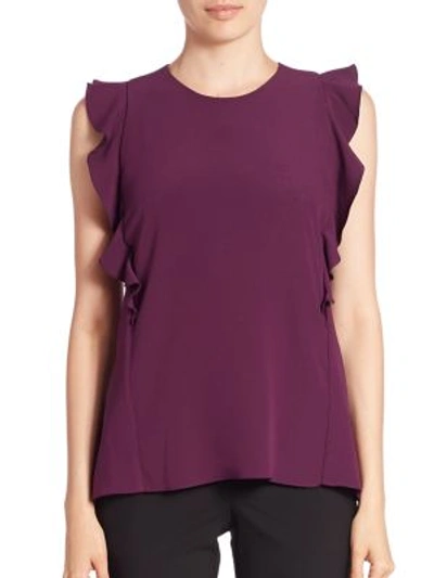 Shop Carven Ruffled Sleeveless Top In Violet