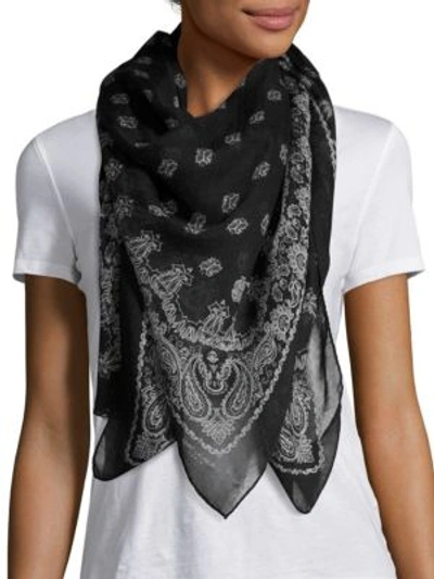 Shop Saint Laurent Paisley-print Cashmere & Silk Scarf In Black White