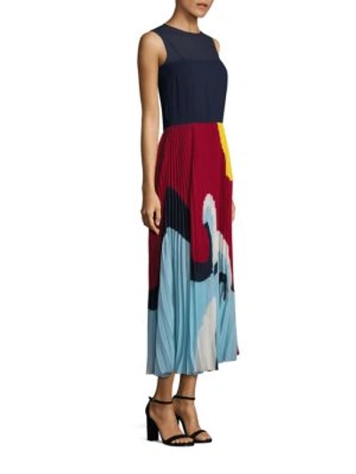 Shop Red Valentino Beach Pleated Midi Dress In Blu