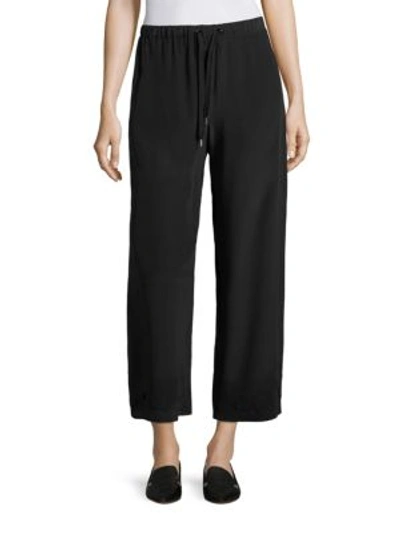 Red Valentino Scalloped Hem Cropped Trousers In Black