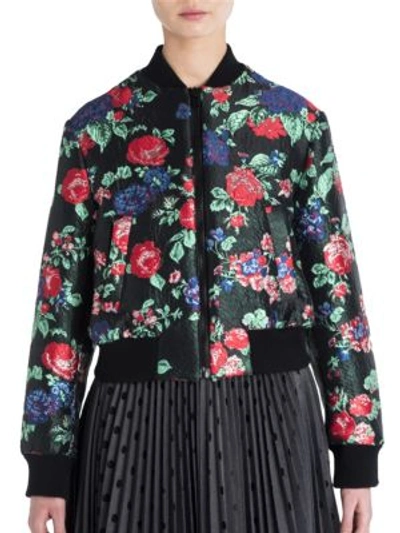 Shop Msgm Floral-print Bomber Jacket In Black Floral