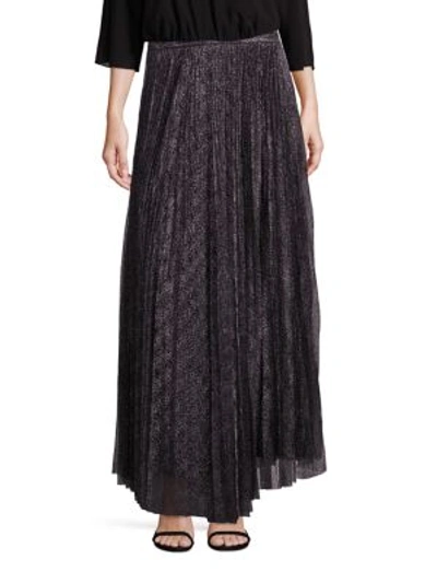 Shop Alice And Olivia Katz Pleated Maxi Skirt In Gunmetal