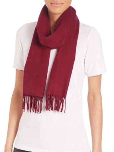 Burberry Logo-embroidered Cashmere Scarf In Plum