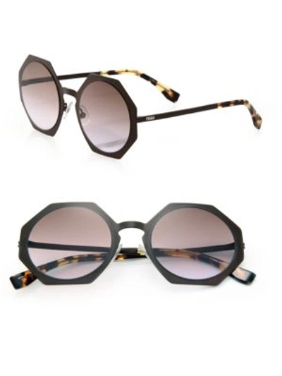 Fendi 51mm Metal Octagonal Sunglasses In Brown Violet