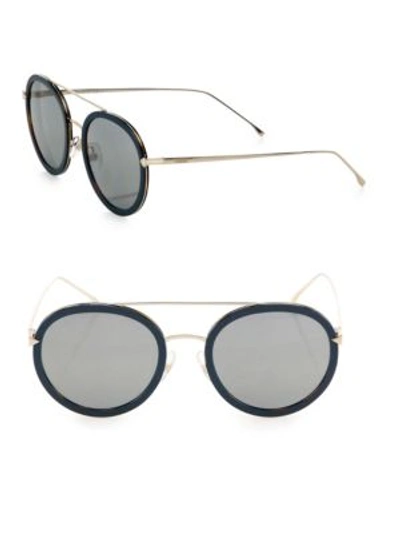 Fendi 51mm Round Sunglasses In Blue Gold