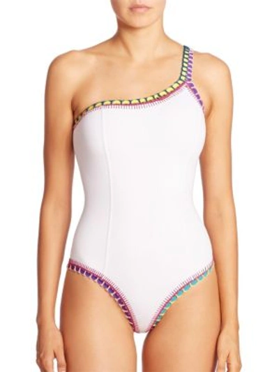 Shop Kiini One-piece Yaz One-shoulder Maillot Swimsuit In White